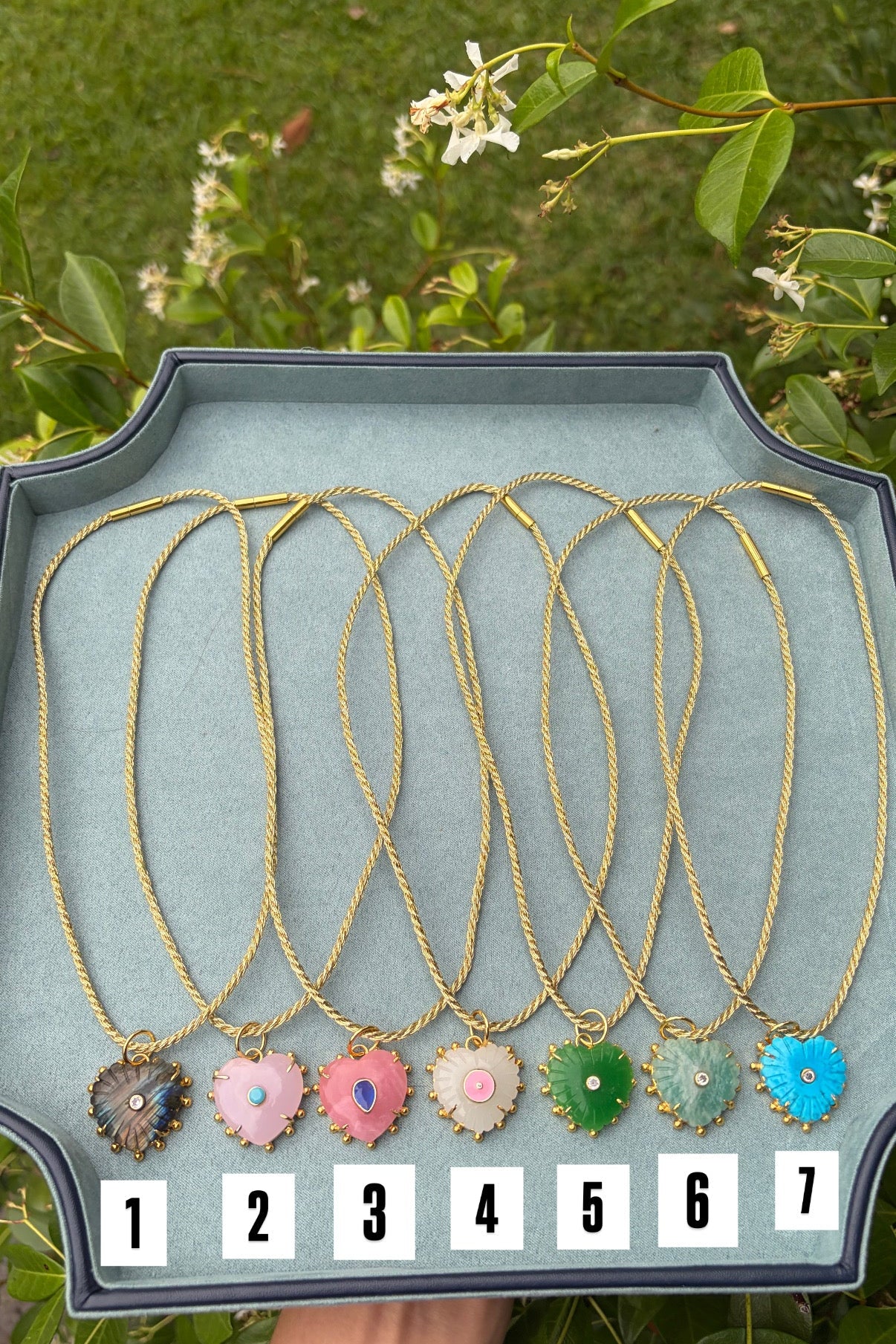 Hearts on Gold Cord