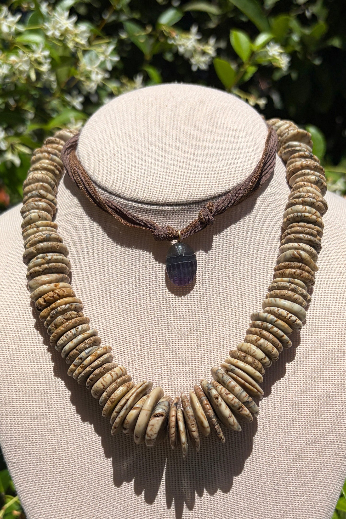 Stacker Set: Labradorite Scarab + Silk Cord and Howlite
