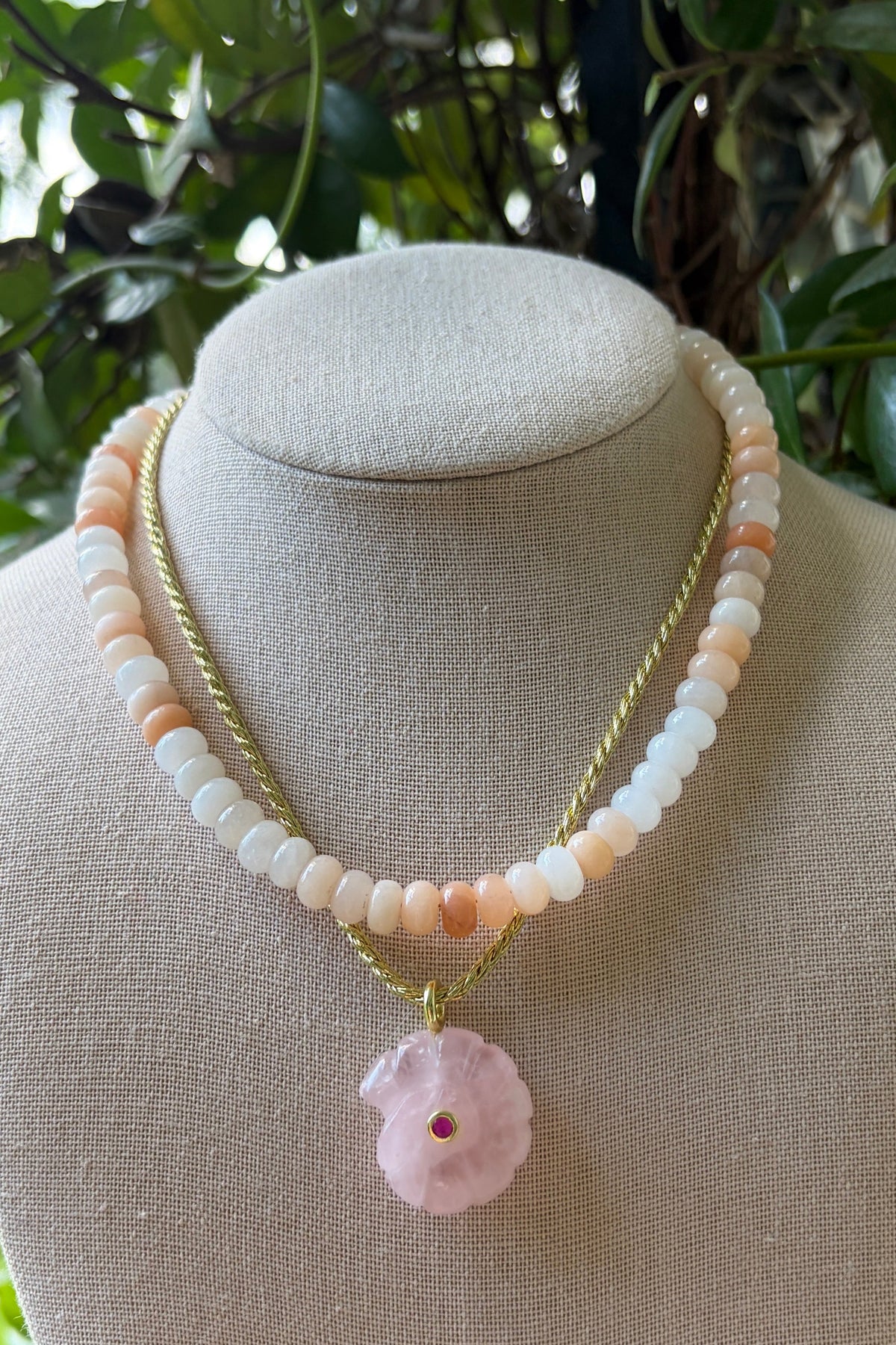 Stacker Set: Opal + Rose Quartz Nautilus