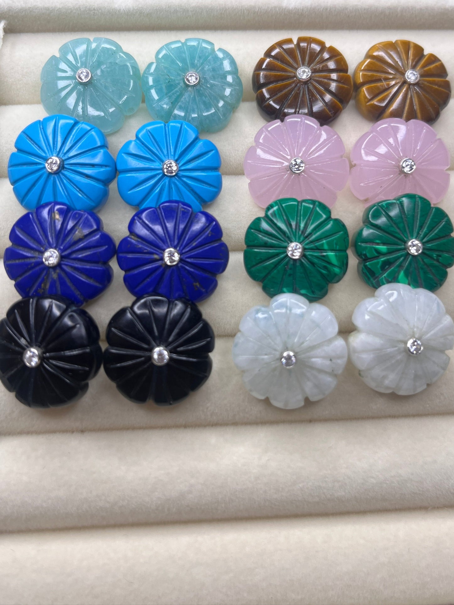 Carved Gemstone Studs