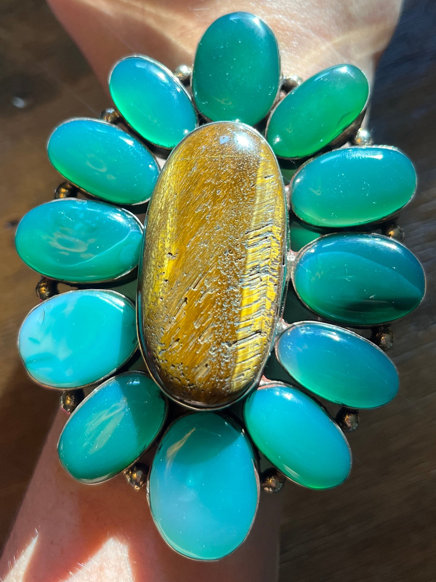 Green Agate + Tiger's Eye Cuff