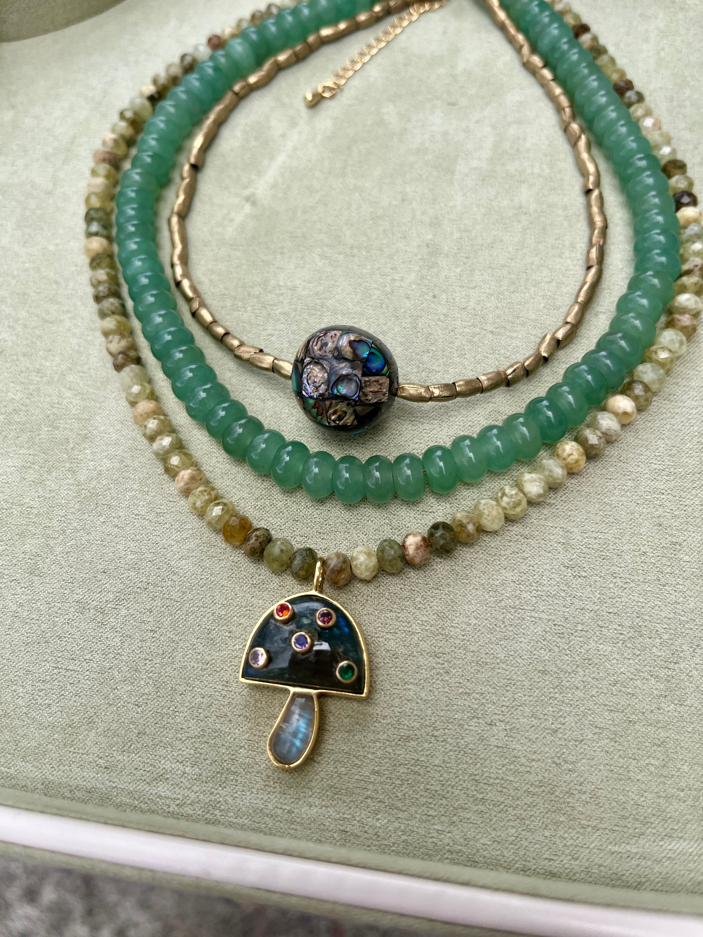 Brass + Abalone Ball Choker