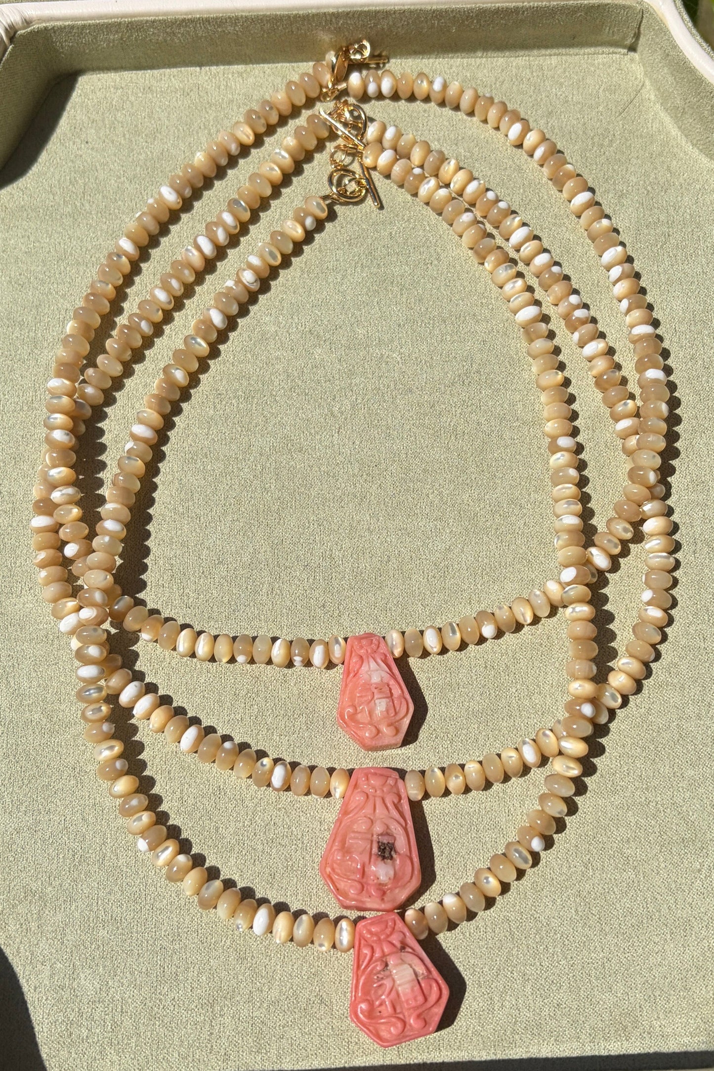 Mother of Pearl + Carved Coral