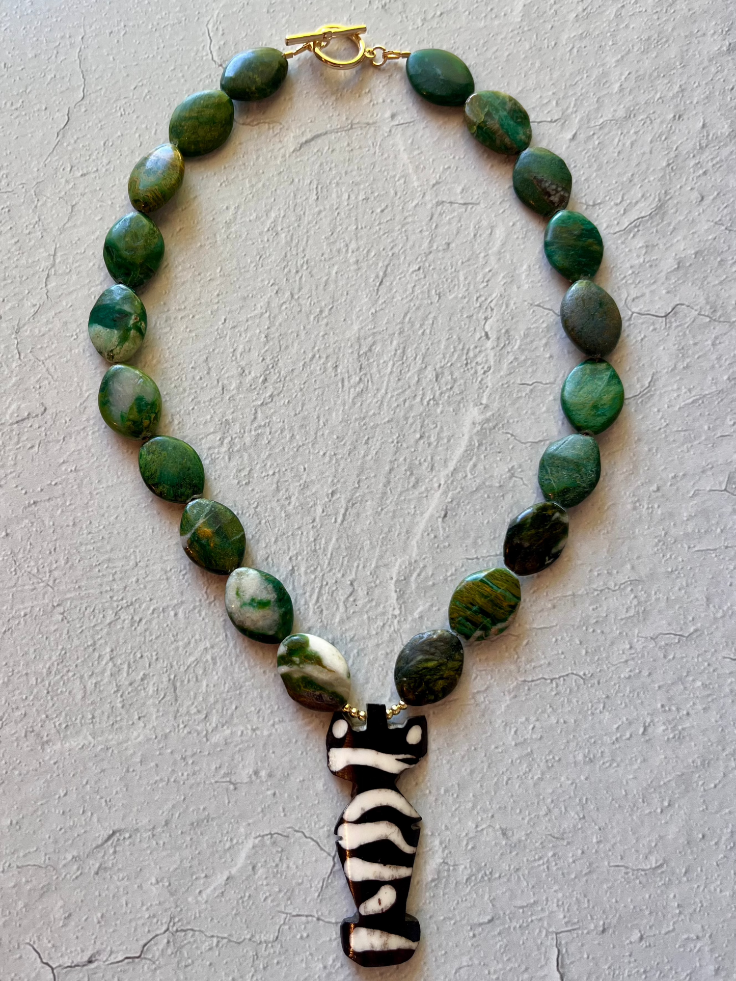 Jade + African Zebra Pendant