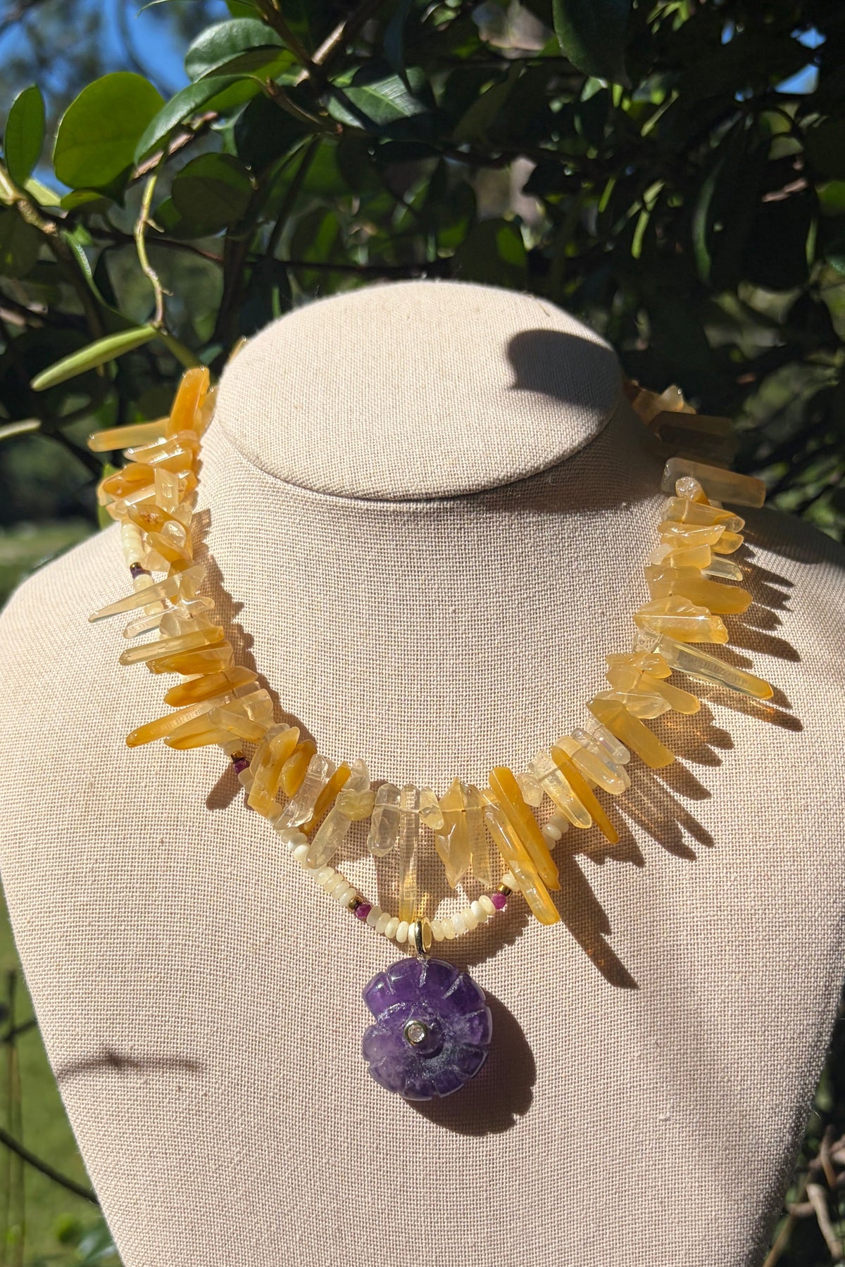 Stacker Set: Quartz Collar + Calcite, Ruby, Amethyst