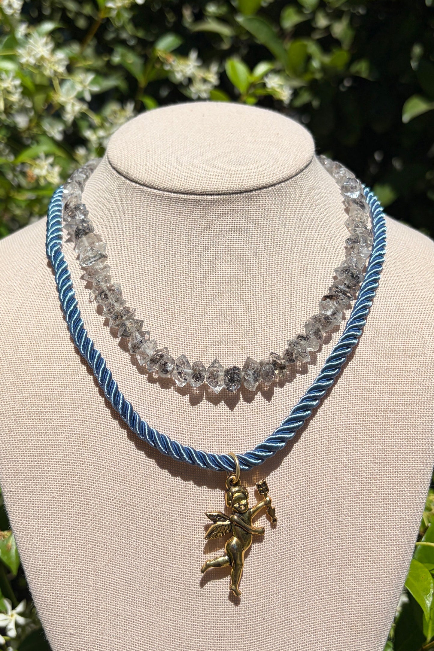 Stacker Set: Vintage Cherub + Herkimer Quartz