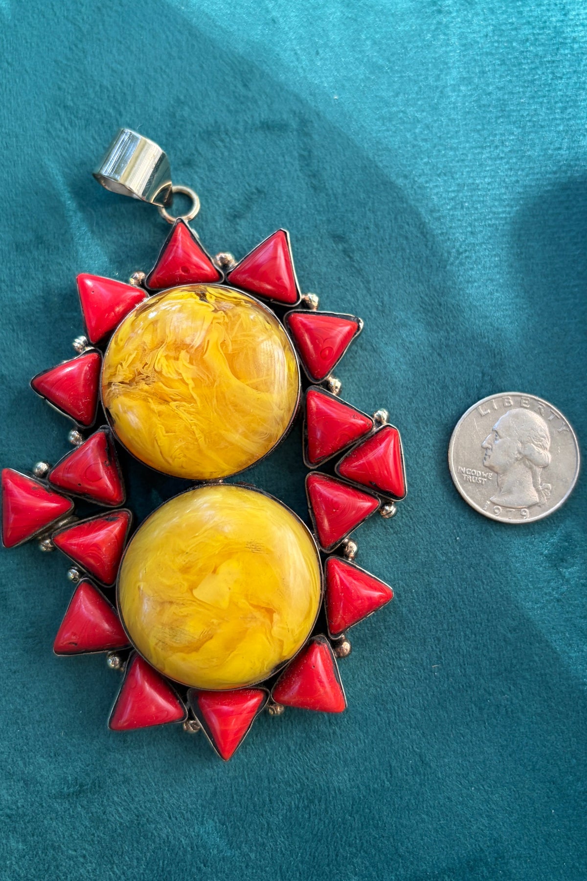 Coral + Marbled Resin Double Sunburst