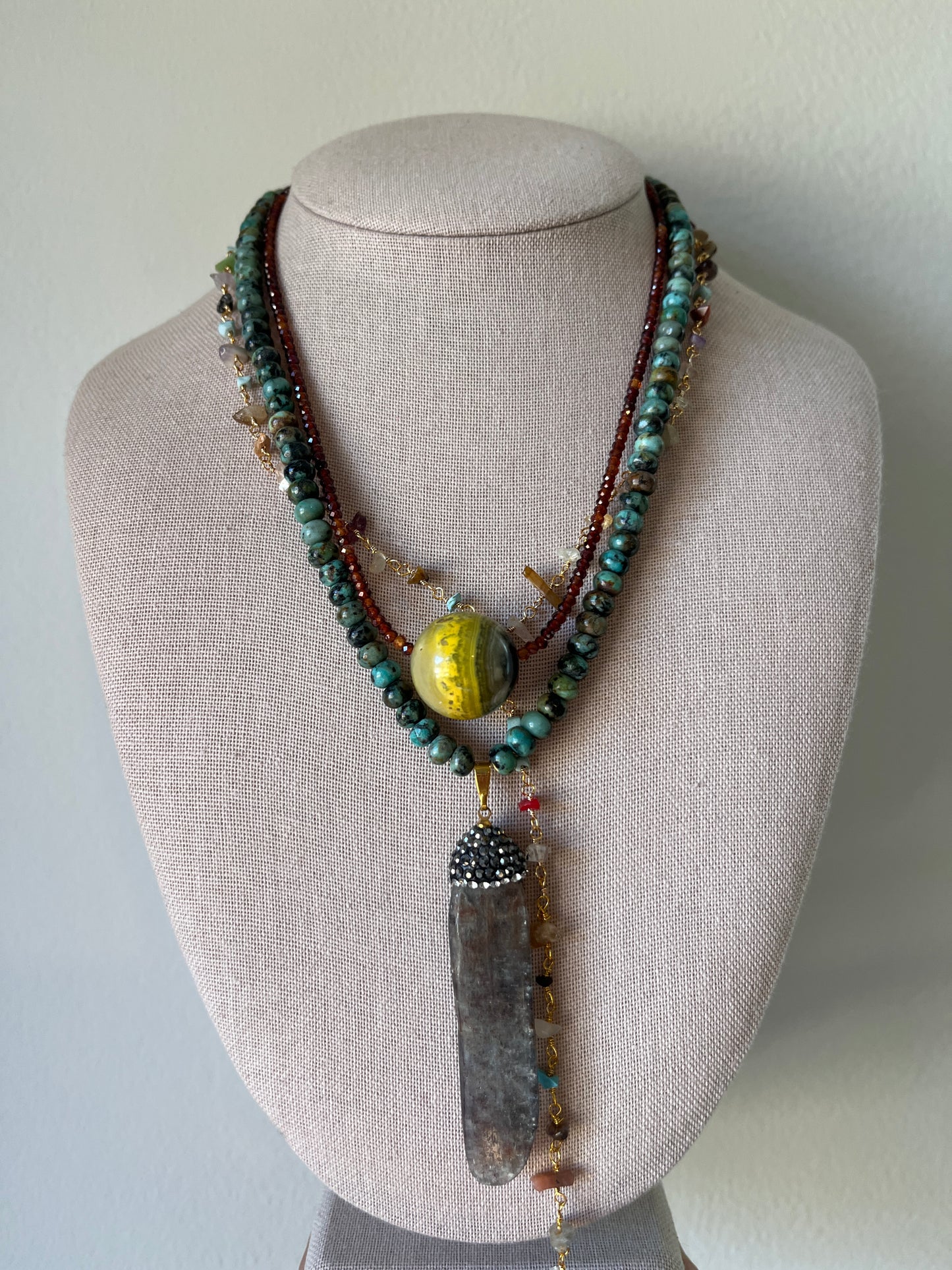 Turquoise + Kyanite Pendant
