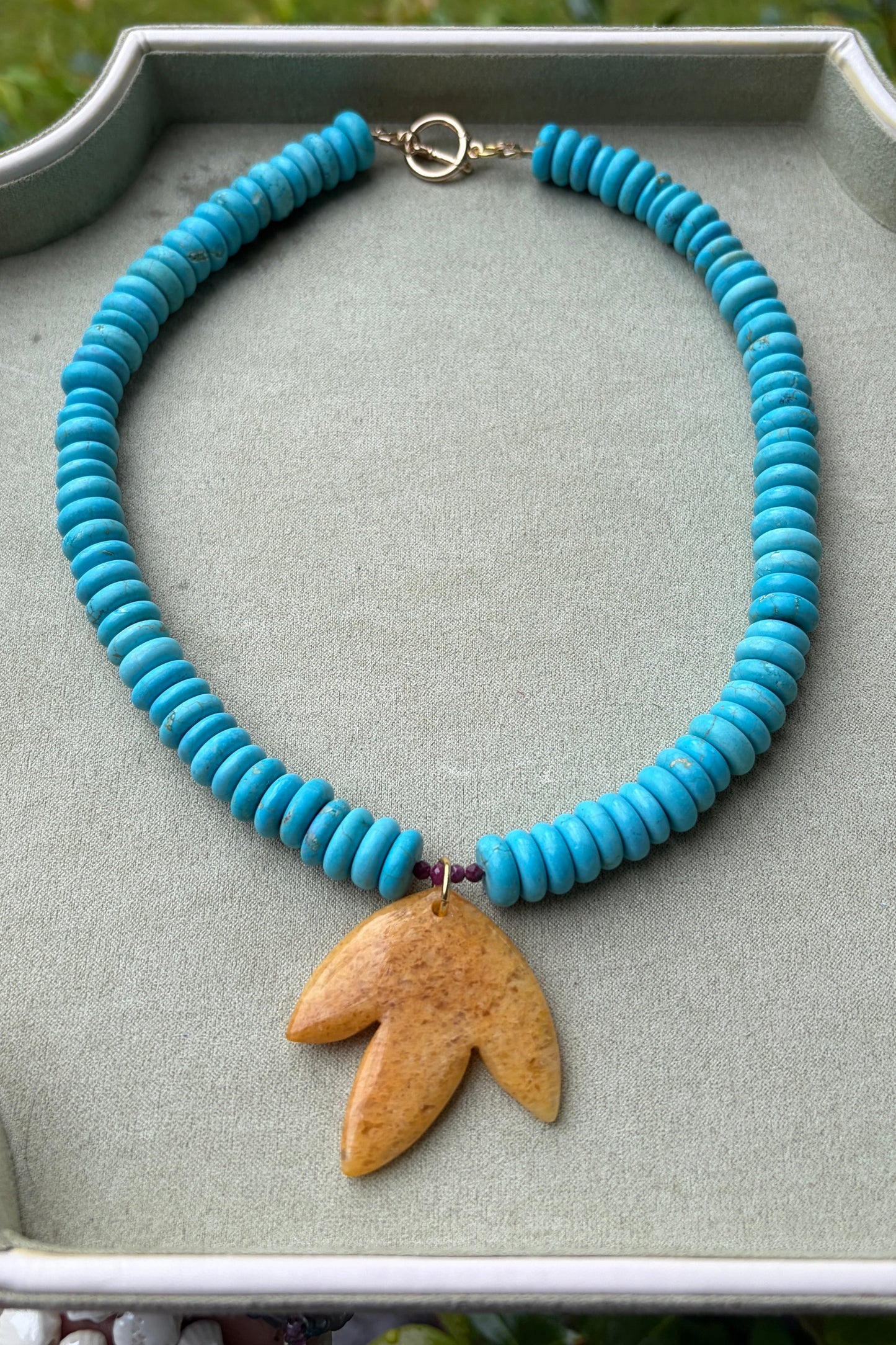 Turquoise, Rubies, and Yellow Jade
