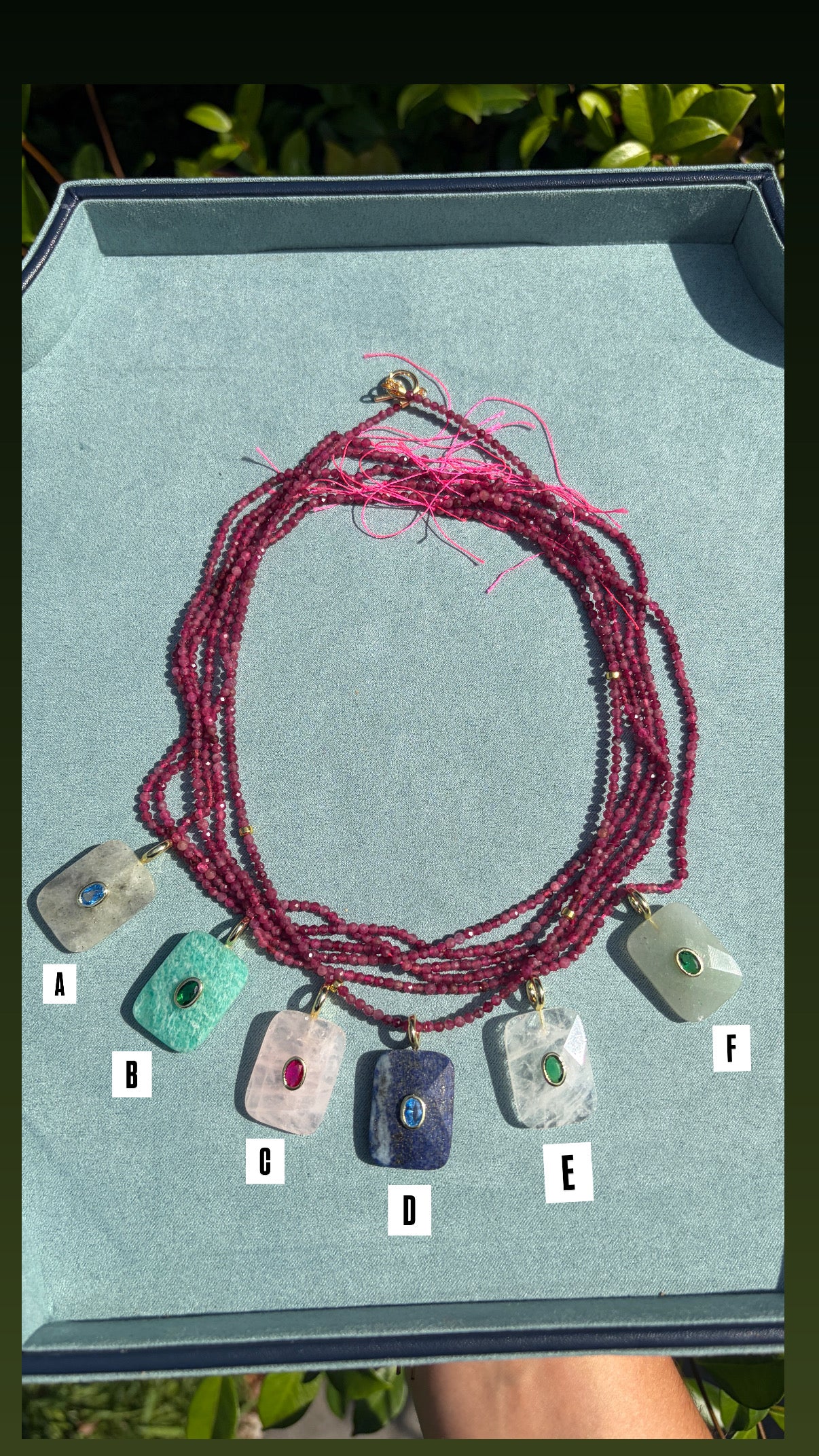 Pink tourmaline, Gold Accents + Faceted Gemstone Charms