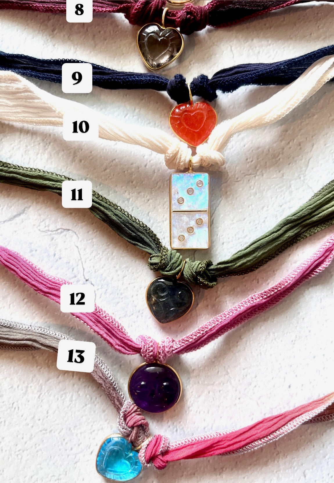 Silk Cords + Gemstone Charms- 32"