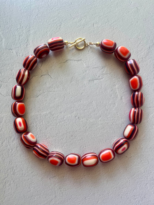 Orange + Navy Resin Necklace