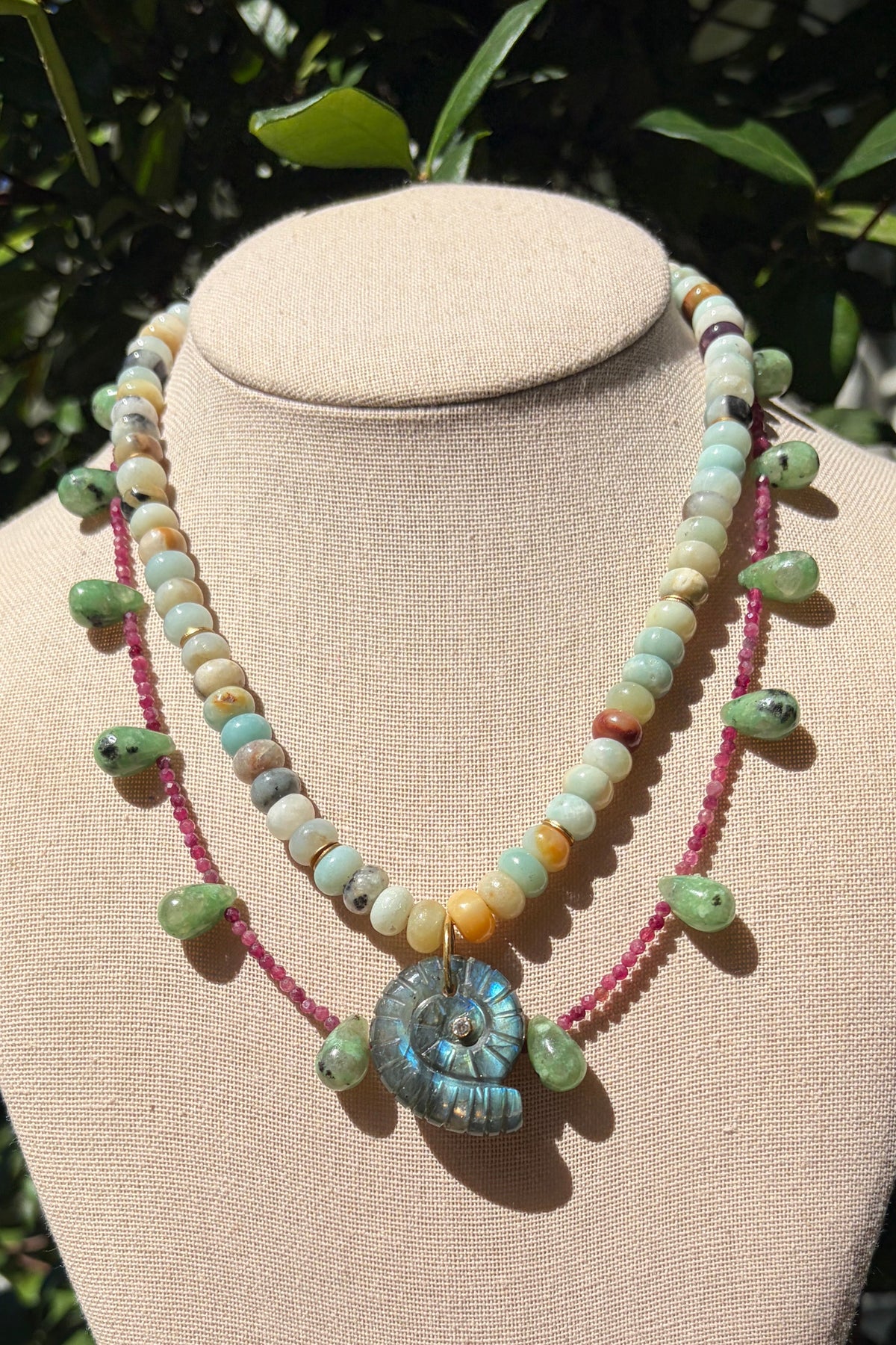 Pink Tourmaline + Kiwi Quartz