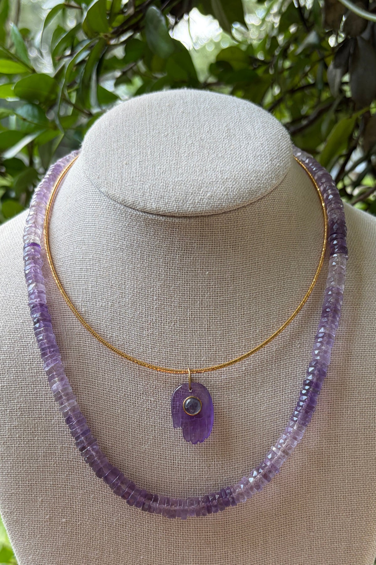 Stacker Set: Amethyst Heishi + Hamsa Hand