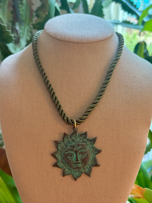 Blue Bronze Vintage Sun on Olive Cord