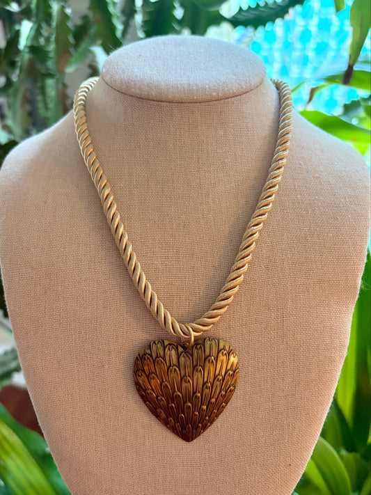 Vintage Brass Heart on Cord