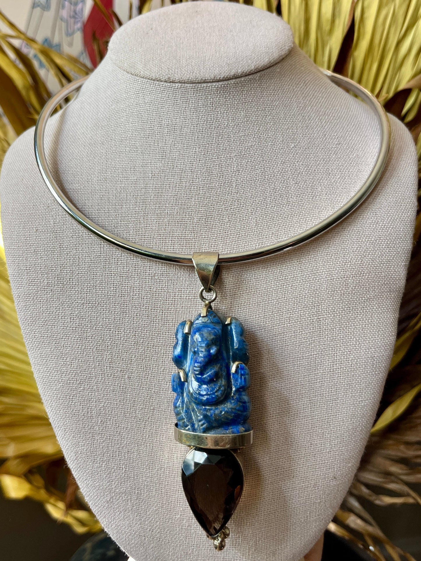 Lapis Ganesh + Smokey Quartz