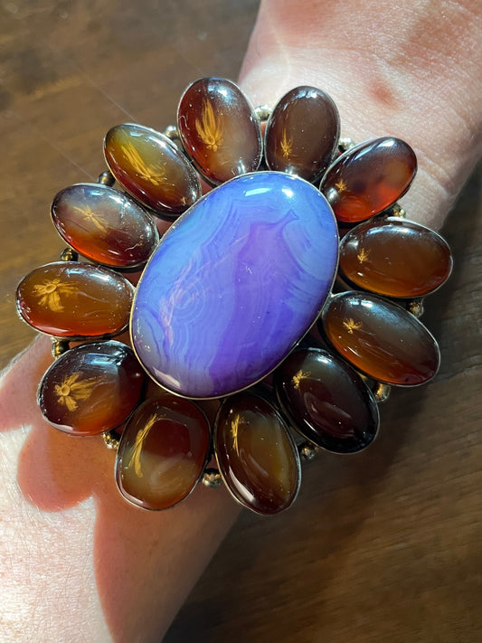 Purple + Brown Agate Cuff