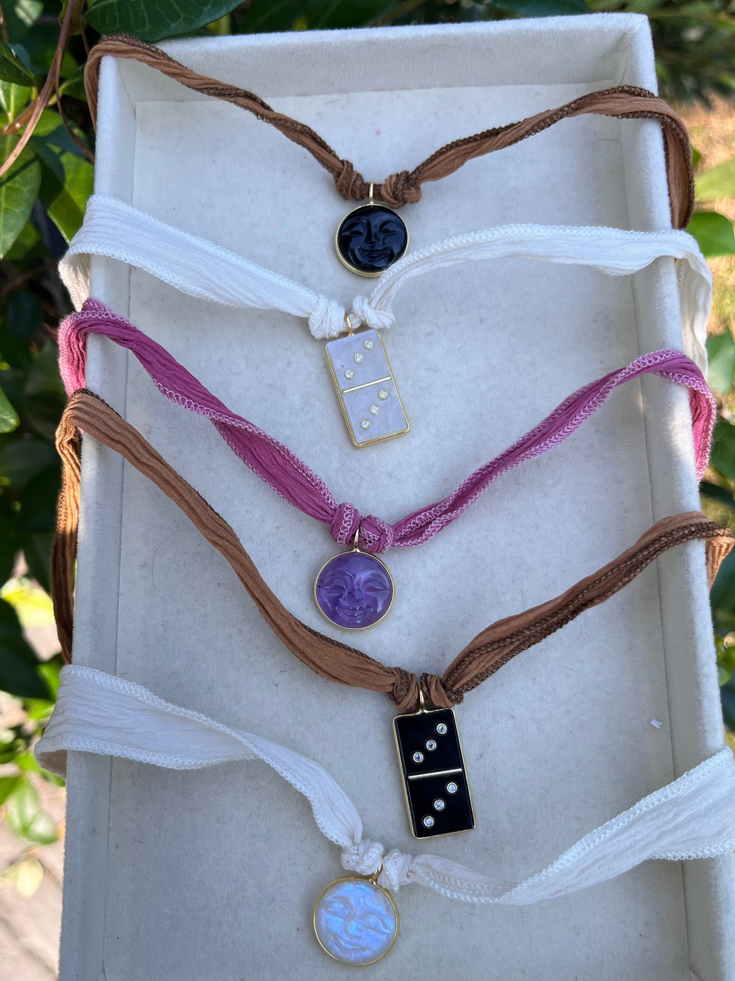 Silk Cords + Gemstone Charms- 32"