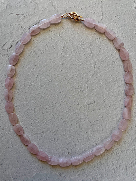 Carved Leaf Rose Quartz