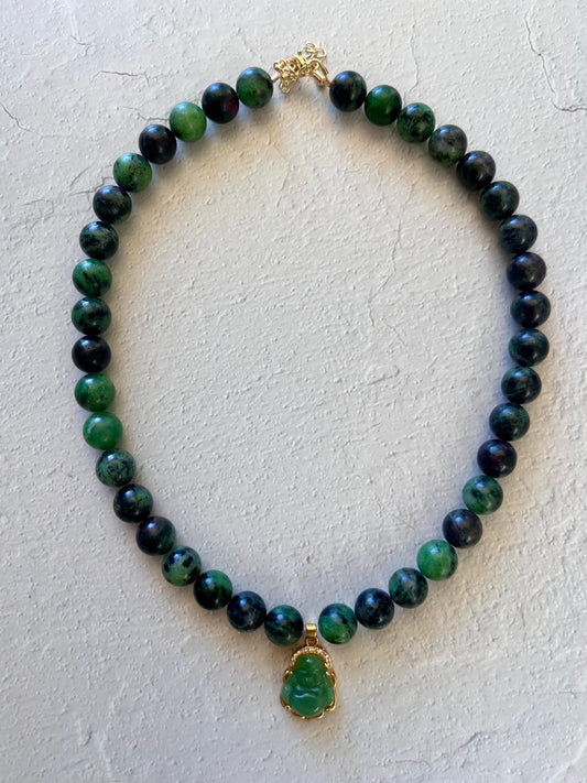 Ruby Zoisite + Jade Buddha