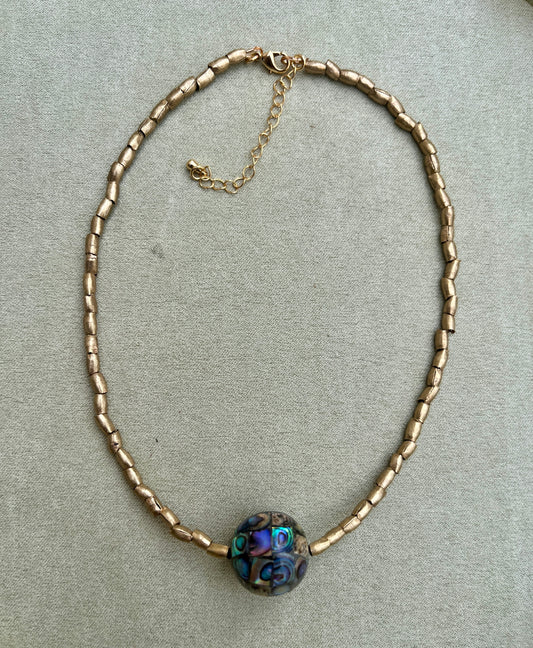 Brass + Abalone Ball Choker