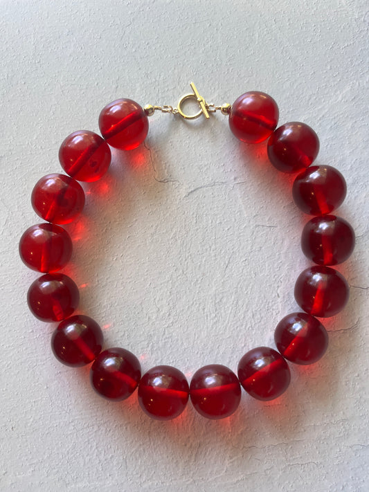 Red Resin Necklace 17"