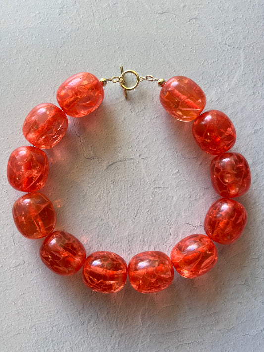 Orange Resin Necklace 17"