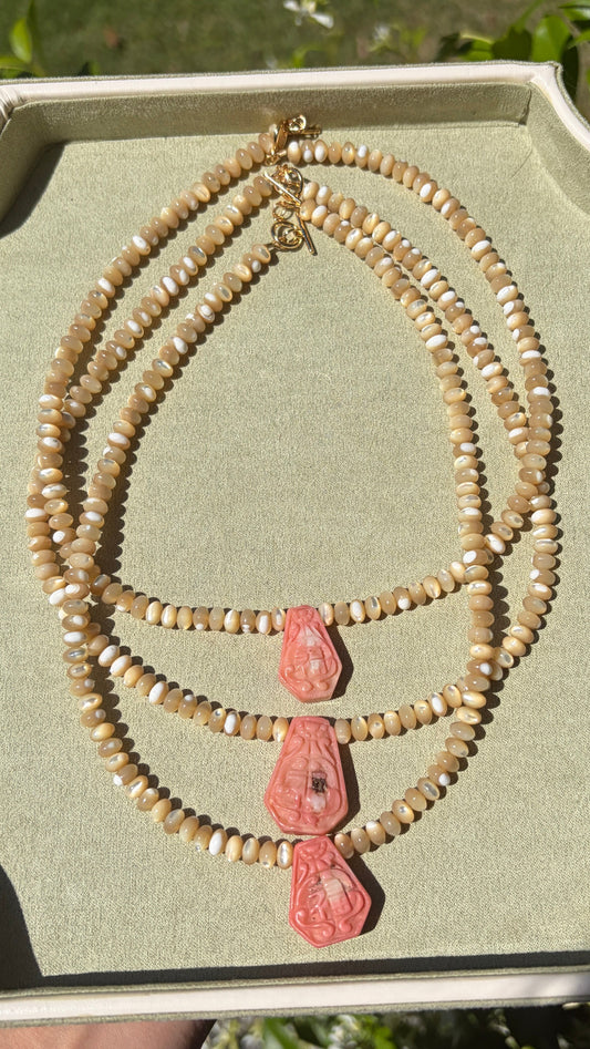 Mother of Pearl + Carved Coral