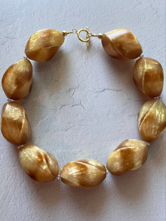 Toffee Chunky Resin Necklace- 18"