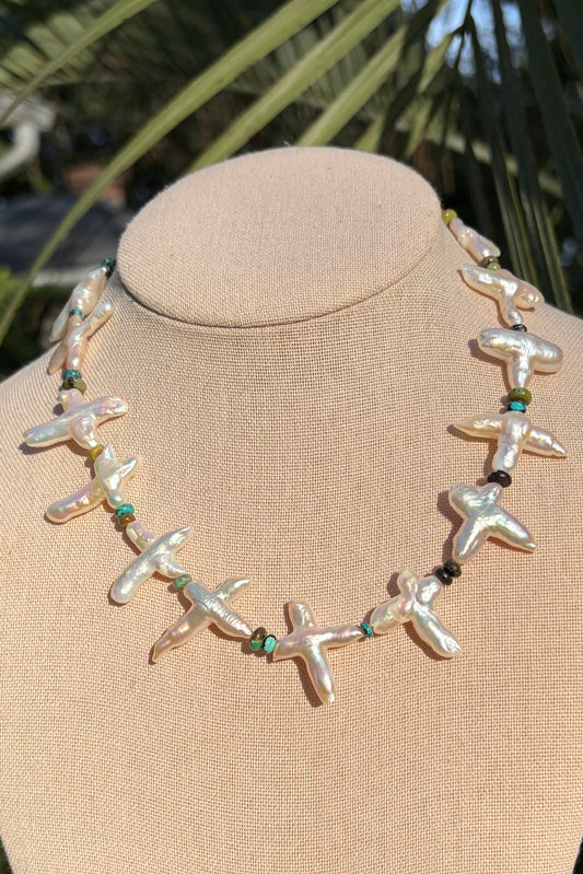 Pearl Crosses + Turquoise