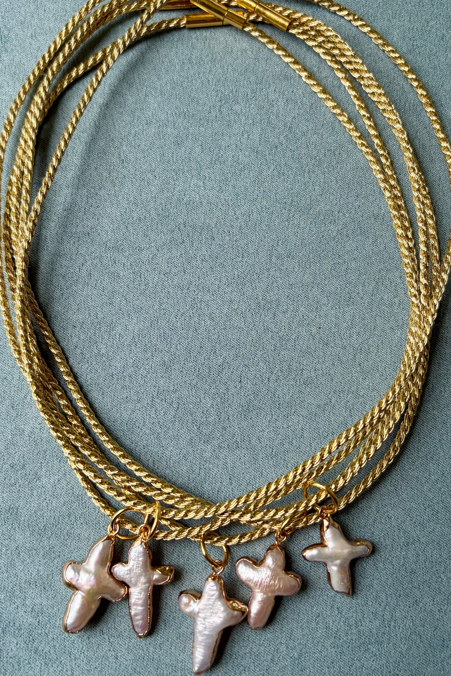 Pearl Cross on Gold Cord