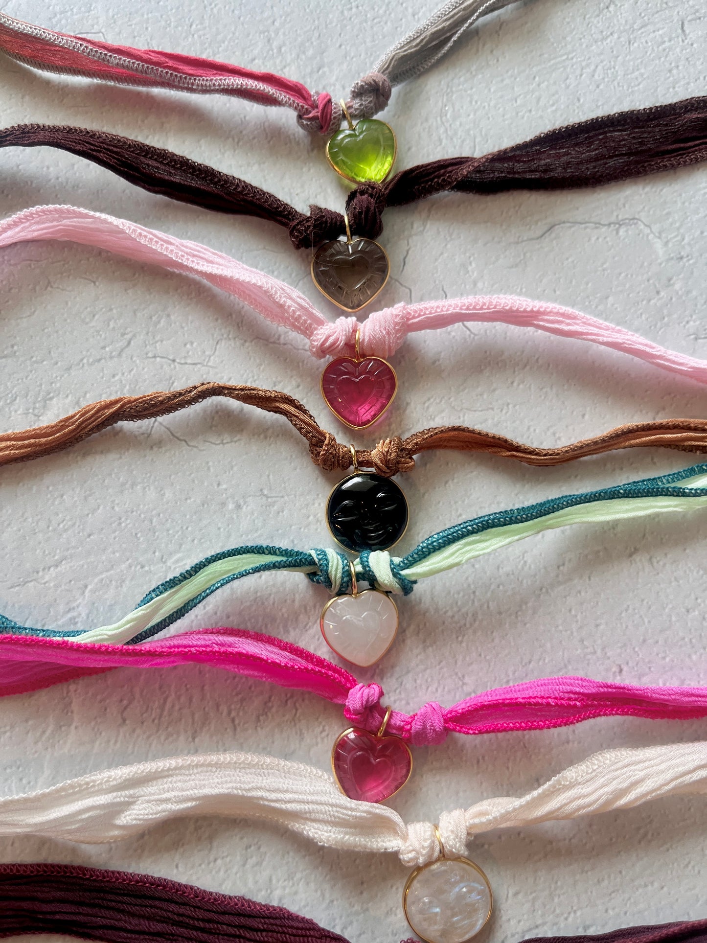 Silk Cords + Gemstone Charms- 32"