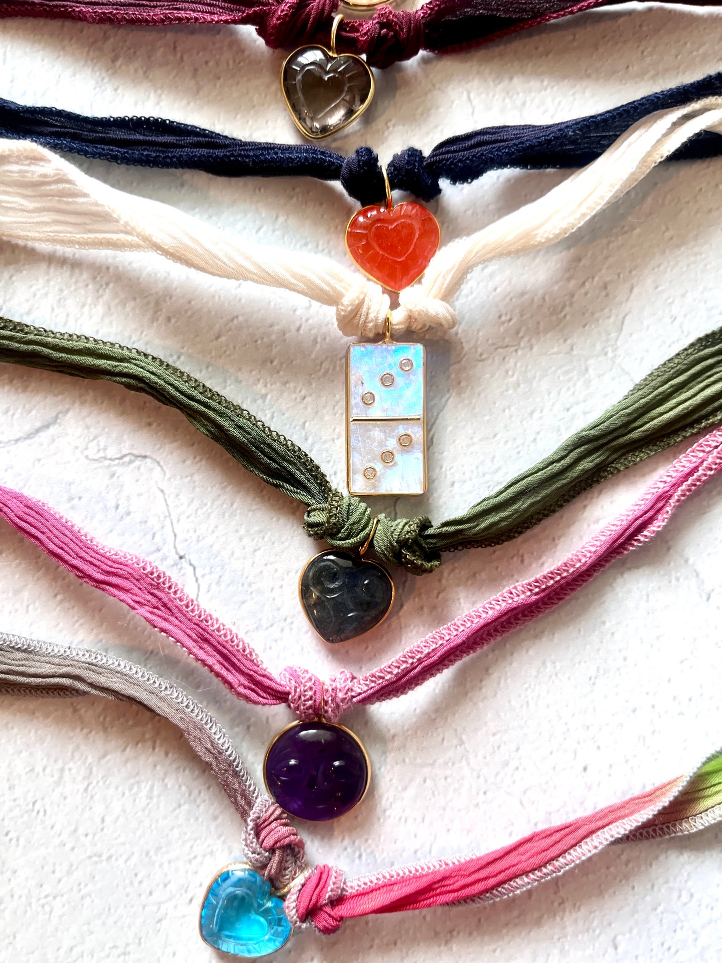Silk Cords + Gemstone Charms- 32"