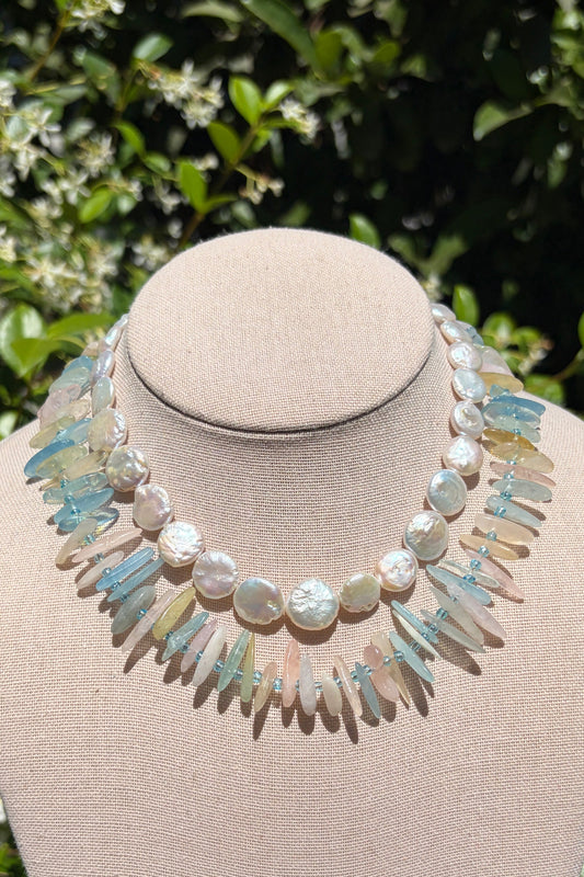 Stacker Set: Freshwater Pearls and Beryl Necklace