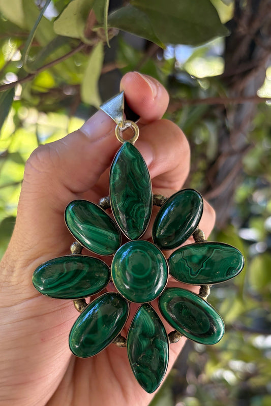 Malachite Flower Charm