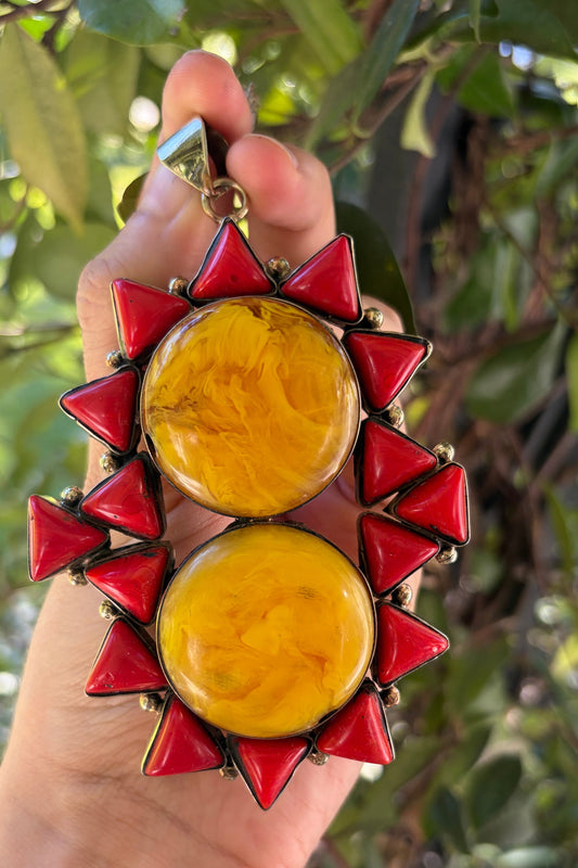 Coral + Marbled Resin Double Sunburst