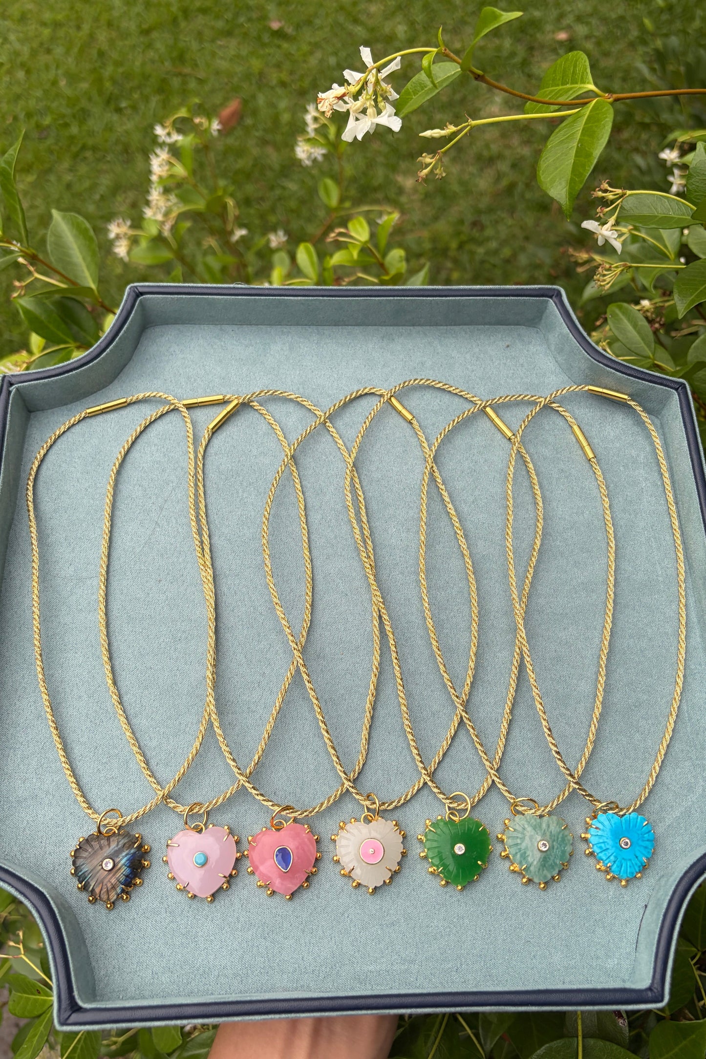 Hearts on Gold Cord