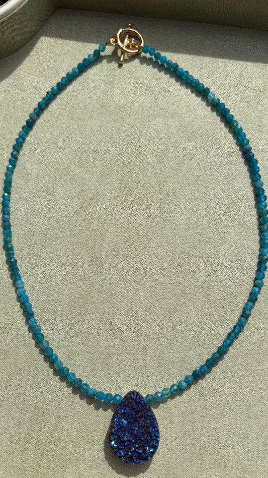 Blue Apatite + Druzy