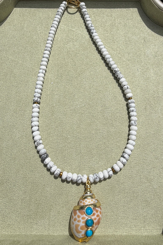 White Howlite + Shell