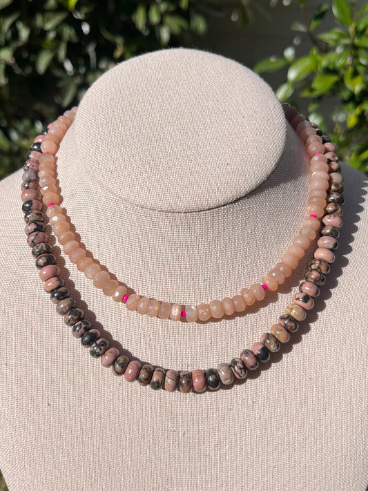 Stacker Set:  Moonstone Stacker + Rhodonite Candy