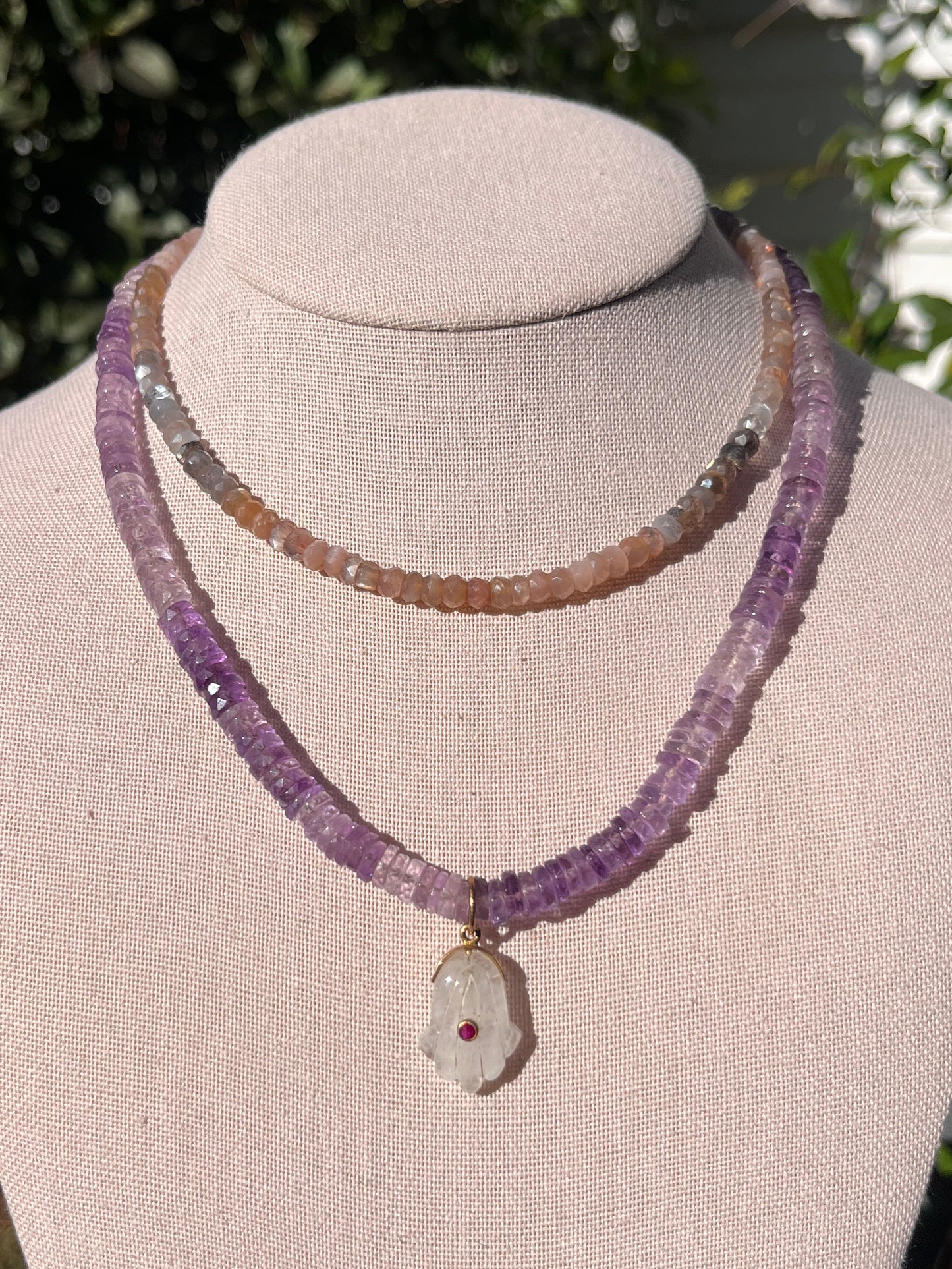 Stack Set: Moonstone Stacker + Ameythst with Moonstone Charm