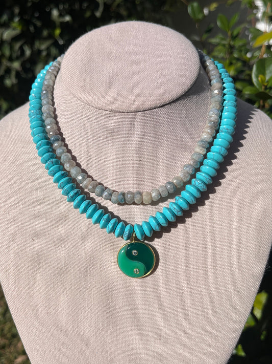 Stack Set: Moonstone Stacker + Turquoise Yin Yang