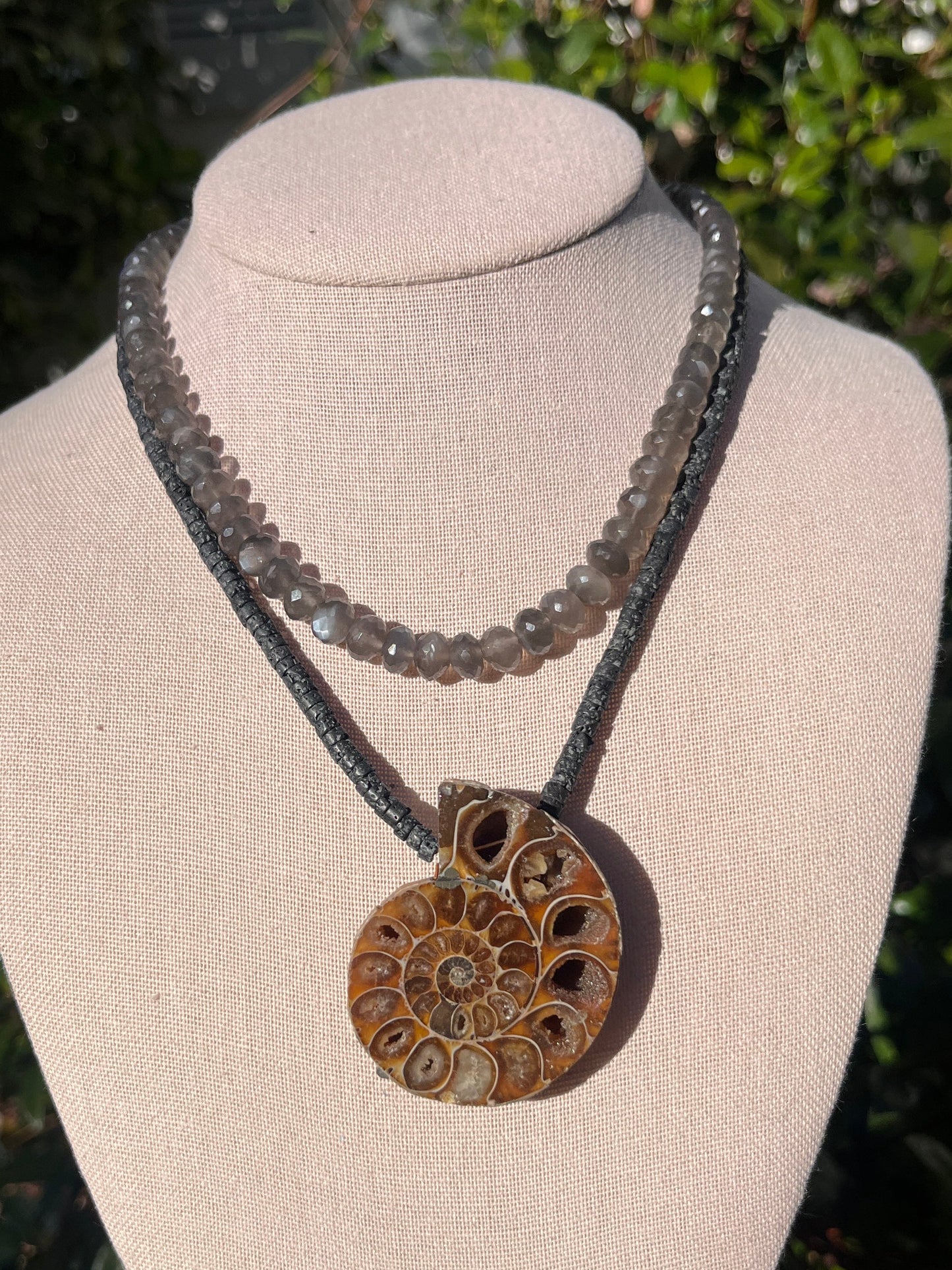 Stacker Set: Moonstone Stacker + Lava Beads and Fossil