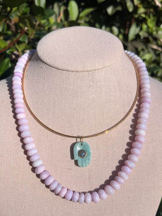 Stacker Set: Buddha Hand + Pink Candy Neckalce