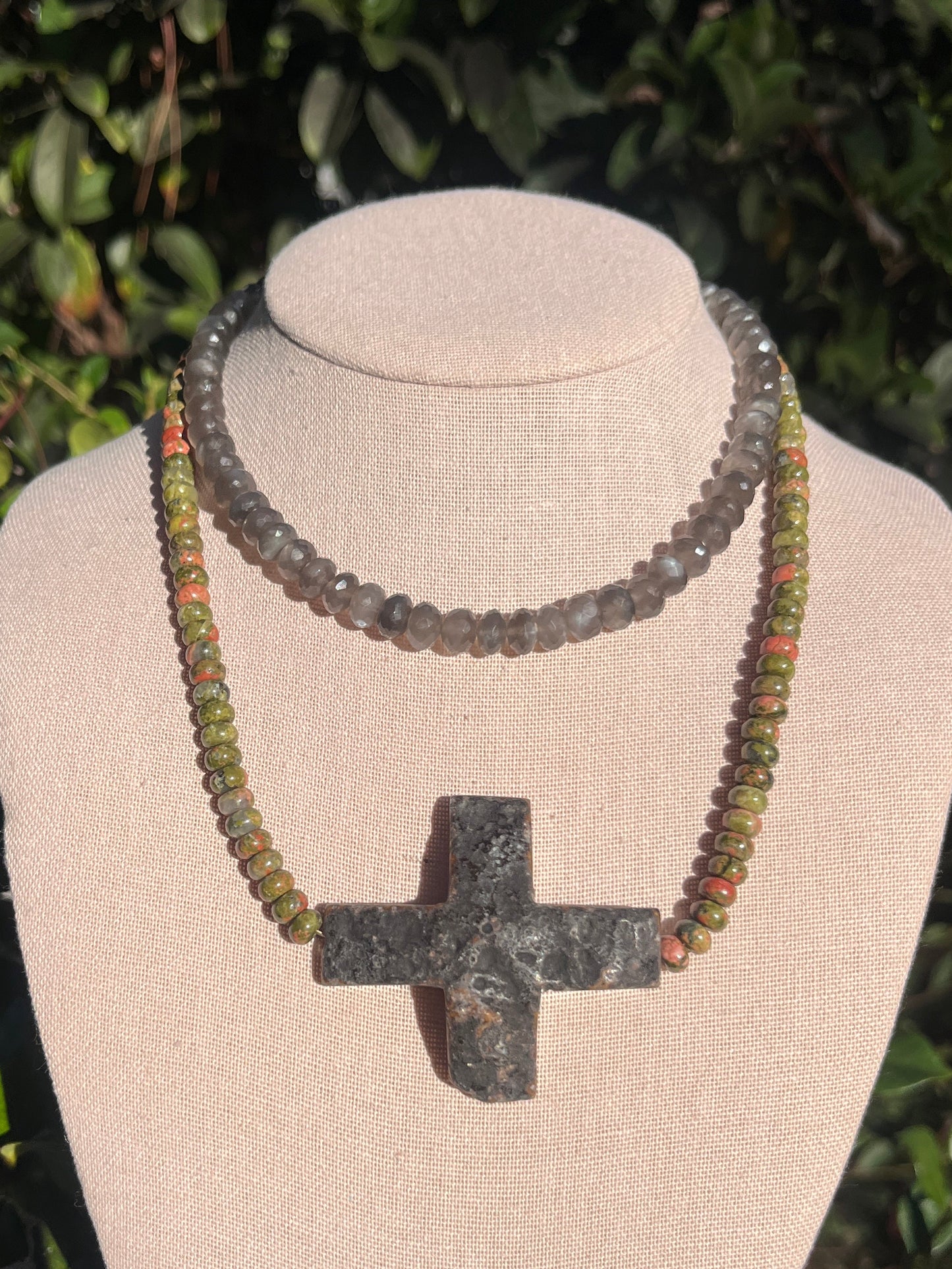 Stacker Set: Moonstone + Jasper and Agate Necklace