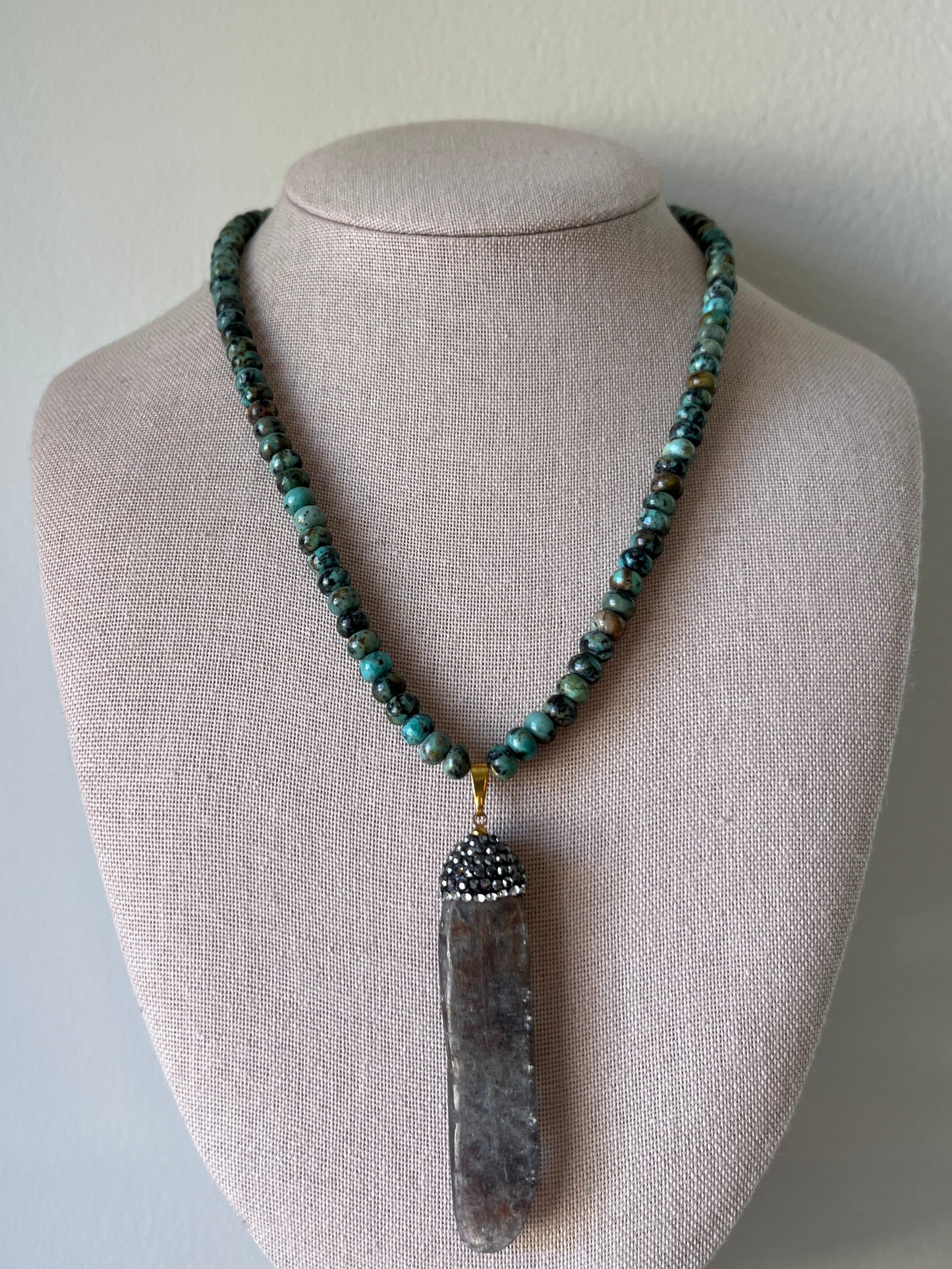 Turquoise + Kyanite Pendant