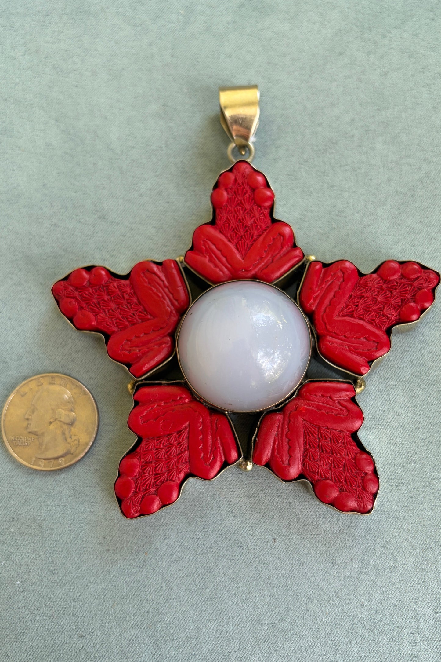 Carved Coral Frogs + Agate
