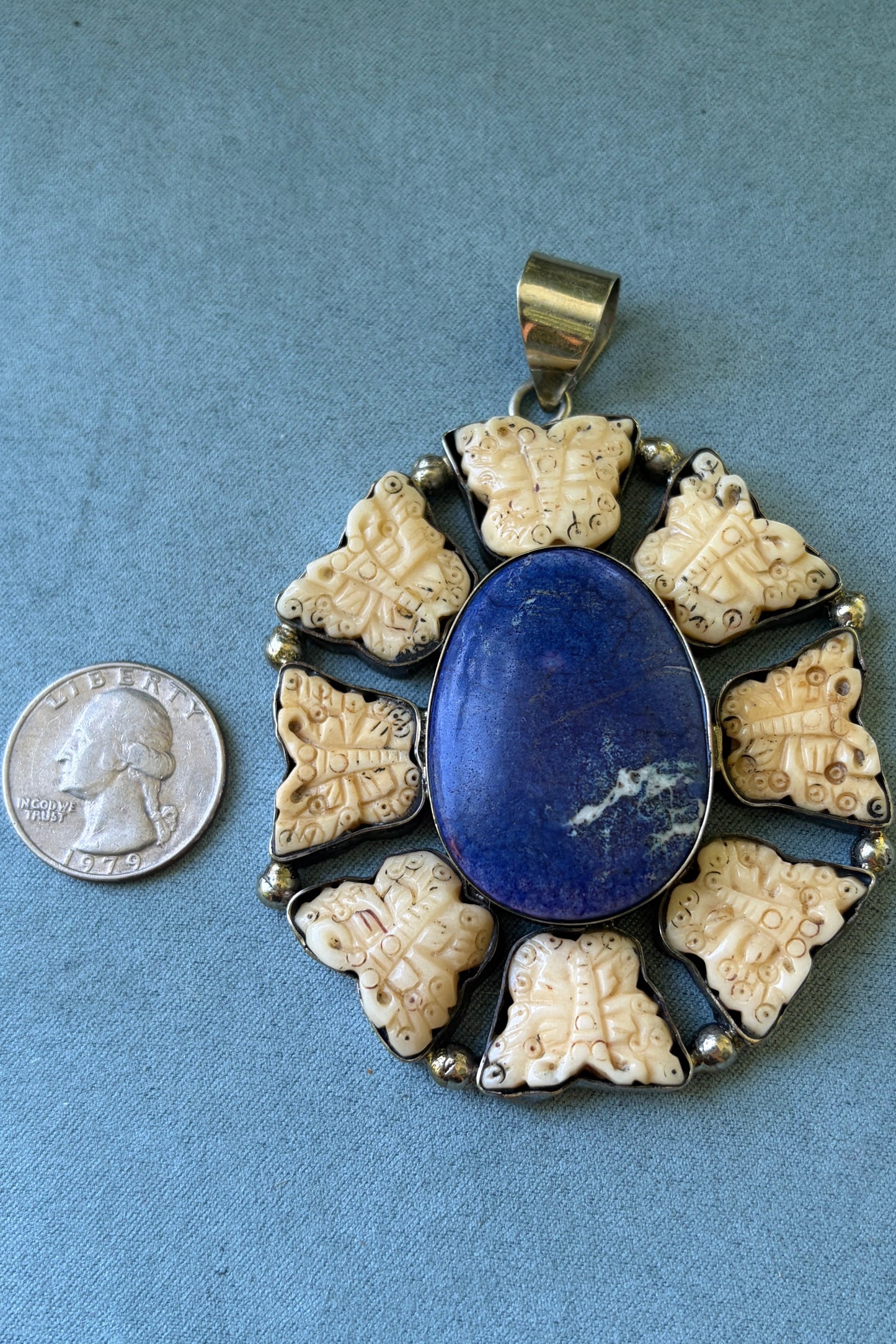 Carved Bone Butterflies + Lapis