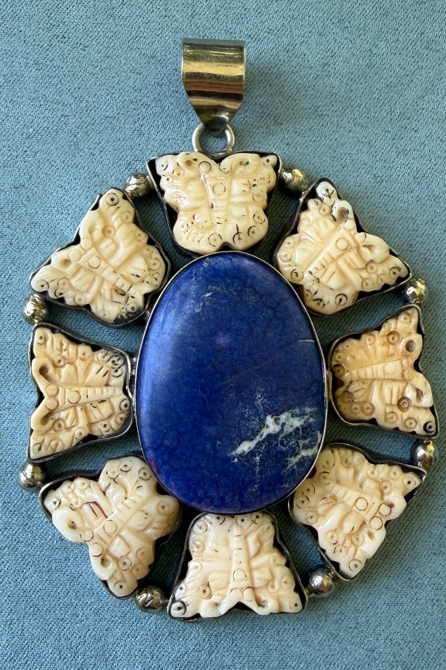 Carved Bone Butterflies + Lapis